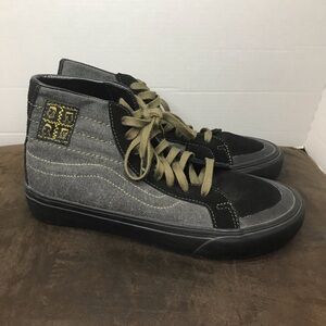Stylish Vans Black and Gray High-Top Sneakers mens 8.5 women 10